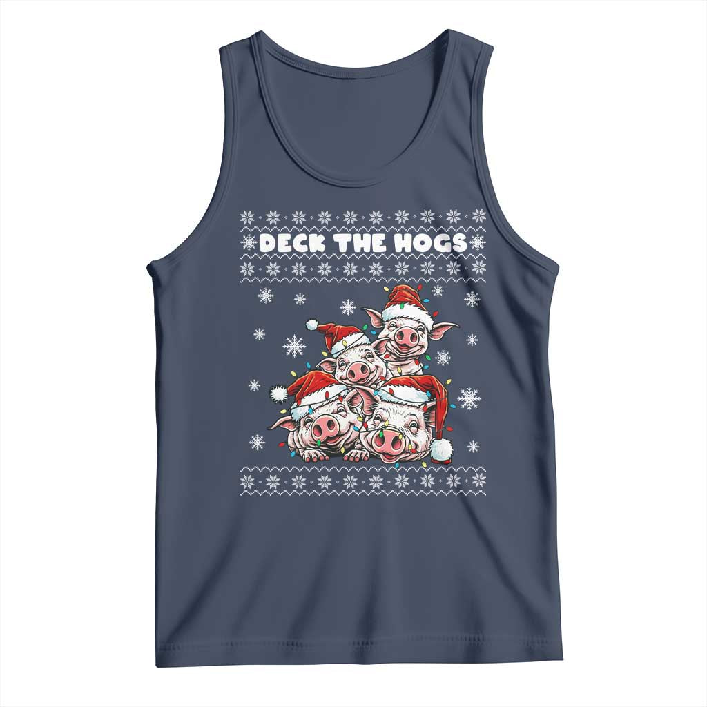 Deck The Hogs Ugly Christmas Sweater Tank Top Pig Lover Gift - Wonder Print Shop
