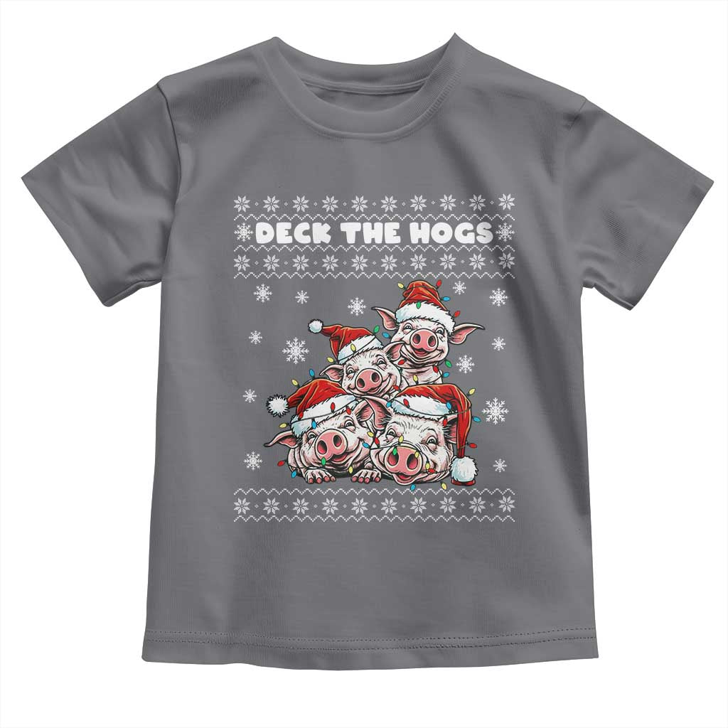 Deck The Hogs Ugly Christmas Sweater Toddler T Shirt Pig Lover Gift - Wonder Print Shop