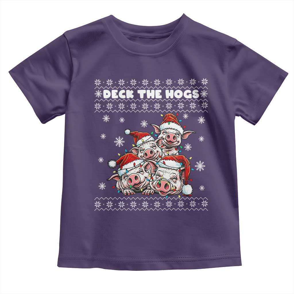 Deck The Hogs Ugly Christmas Sweater Toddler T Shirt Pig Lover Gift - Wonder Print Shop