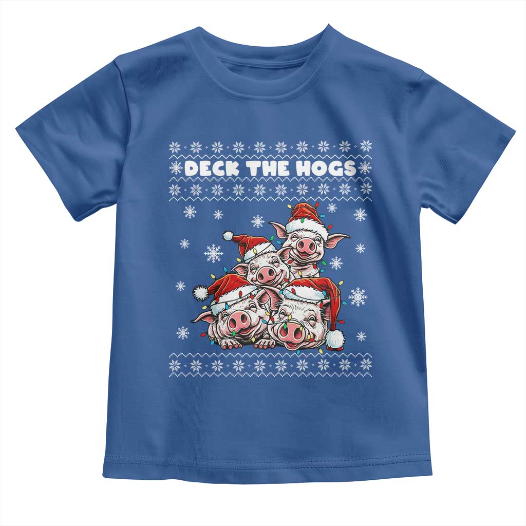 Deck The Hogs Ugly Christmas Sweater Toddler T Shirt Pig Lover Gift - Wonder Print Shop
