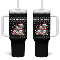 Deck The Hogs Ugly Christmas Sweater Tumbler With Handle Pig Lover Gift - Wonder Print Shop