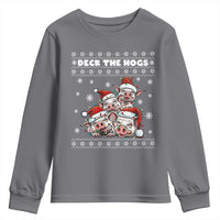 Deck The Hogs Ugly Christmas Sweater Youth Sweatshirt Pig Lover Gift - Wonder Print Shop