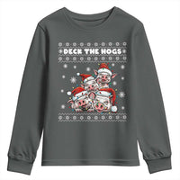 Deck The Hogs Ugly Christmas Sweater Youth Sweatshirt Pig Lover Gift - Wonder Print Shop