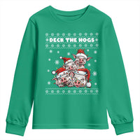 Deck The Hogs Ugly Christmas Sweater Youth Sweatshirt Pig Lover Gift - Wonder Print Shop