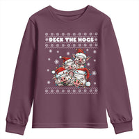 Deck The Hogs Ugly Christmas Sweater Youth Sweatshirt Pig Lover Gift - Wonder Print Shop