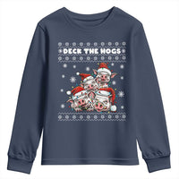 Deck The Hogs Ugly Christmas Sweater Youth Sweatshirt Pig Lover Gift - Wonder Print Shop