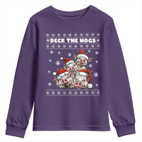 Deck The Hogs Ugly Christmas Sweater Youth Sweatshirt Pig Lover Gift - Wonder Print Shop