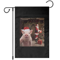 Funny Christmas Pig Selfie With Santa Gift Garden Flag - Wonder Print Shop