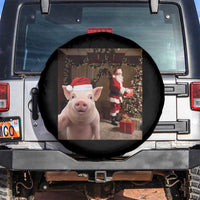 Funny Christmas Pig Selfie With Santa Gift Spare Tire Cover - Wonder Print Shop