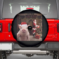 Funny Christmas Pig Selfie With Santa Gift Spare Tire Cover - Wonder Print Shop
