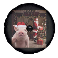 Funny Christmas Pig Selfie With Santa Gift Spare Tire Cover - Wonder Print Shop
