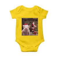 Funny Christmas Pig Selfie With Santa Gift Baby Onesie - Wonder Print Shop