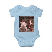 Funny Christmas Pig Selfie With Santa Gift Baby Onesie - Wonder Print Shop