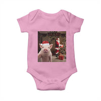 Funny Christmas Pig Selfie With Santa Gift Baby Onesie - Wonder Print Shop