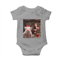 Funny Christmas Pig Selfie With Santa Gift Baby Onesie - Wonder Print Shop