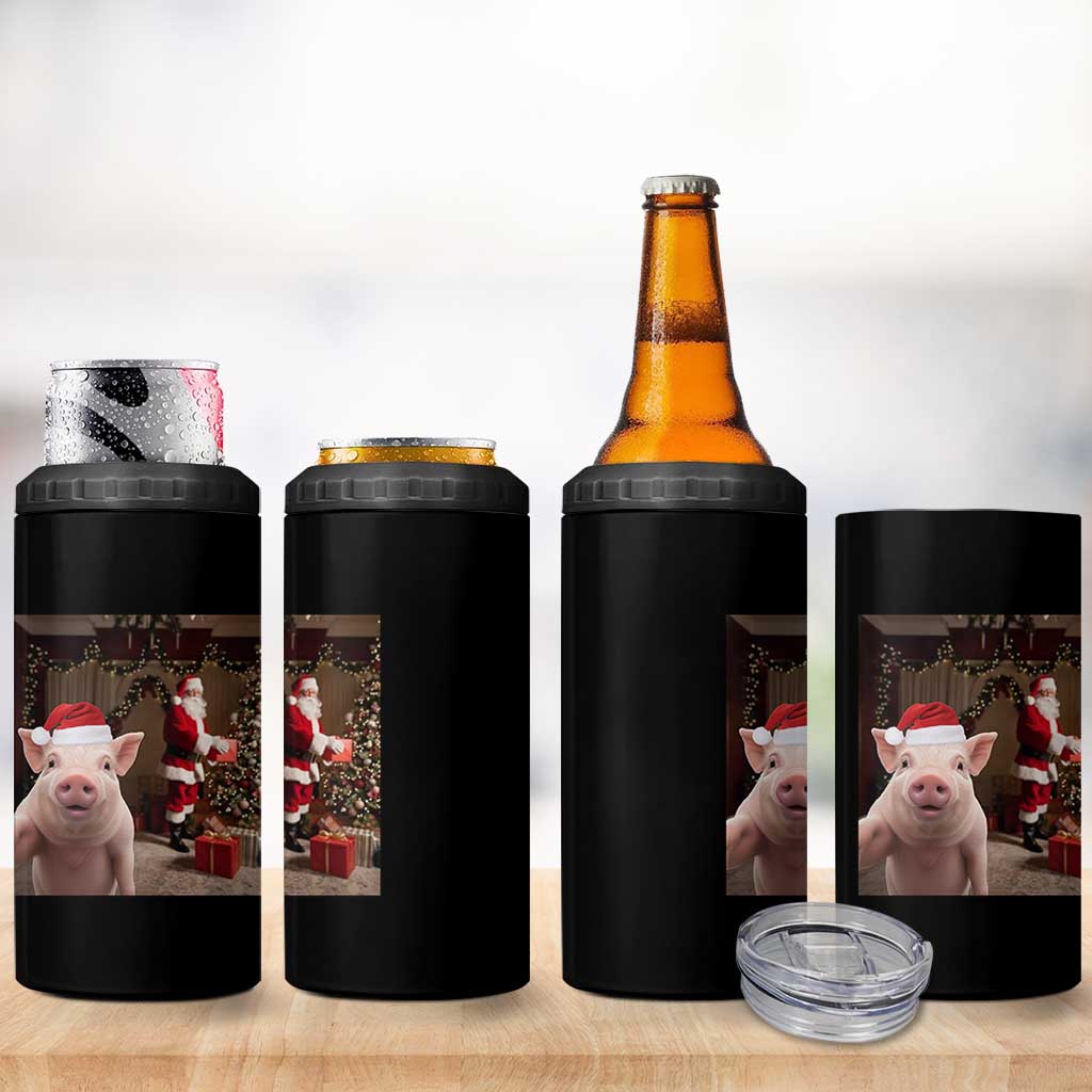 Funny Christmas Pig Selfie With Santa Gift 4 in 1 Can Cooler Tumbler - Wonder Print Shop