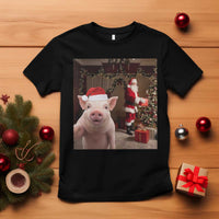 Funny Christmas Pig Selfie With Santa Gift T Shirt - Wonder Print Shop