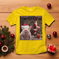 Funny Christmas Pig Selfie With Santa Gift T Shirt - Wonder Print Shop