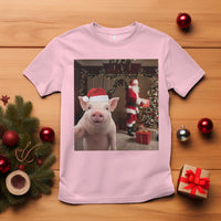 Funny Christmas Pig Selfie With Santa Gift T Shirt - Wonder Print Shop