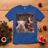 Funny Christmas Pig Selfie With Santa Gift T Shirt - Wonder Print Shop