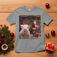 Funny Christmas Pig Selfie With Santa Gift T Shirt - Wonder Print Shop