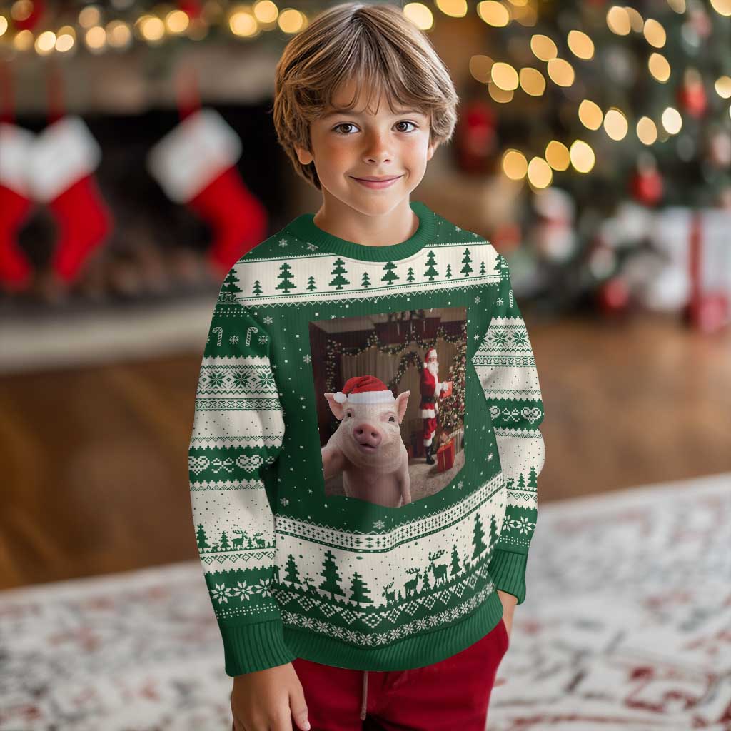 Funny Christmas Pig Selfie With Santa Gift Ugly Christmas Sweater - Wonder Print Shop