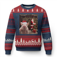 Funny Christmas Pig Selfie With Santa Gift Ugly Christmas Sweater - Wonder Print Shop