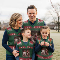 Funny Christmas Pig Selfie With Santa Gift V-Neck Knit Sweater Vest - Wonder Print Shop