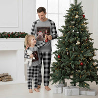 Funny Christmas Pig Selfie With Santa Gift Plaid Pajama Set - Wonder Print Shop