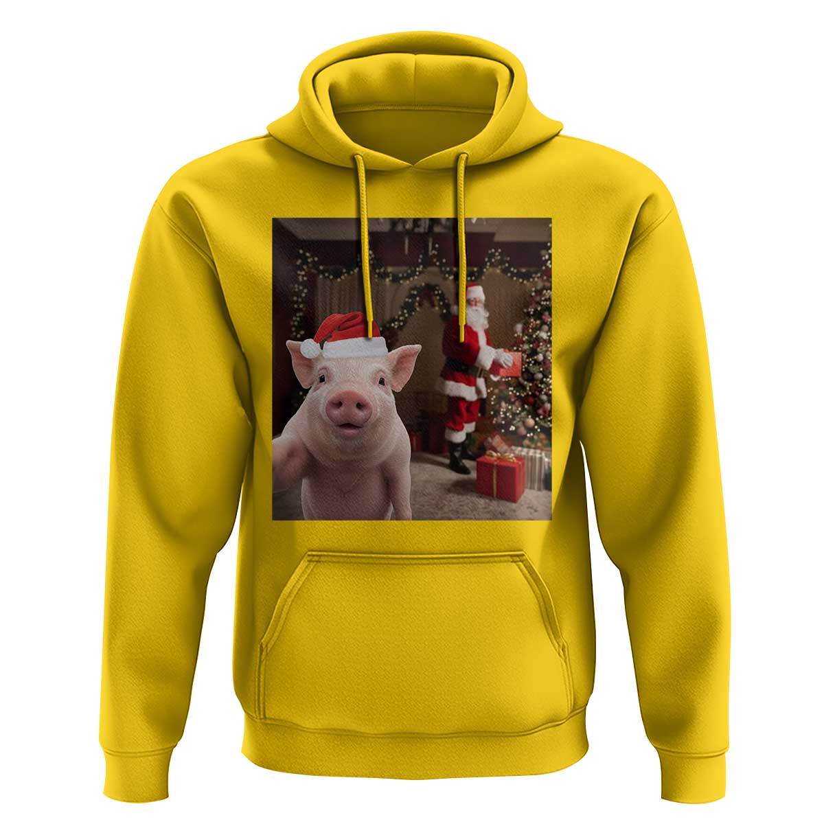Funny Christmas Pig Selfie With Santa Gift Hoodie - Wonder Print Shop