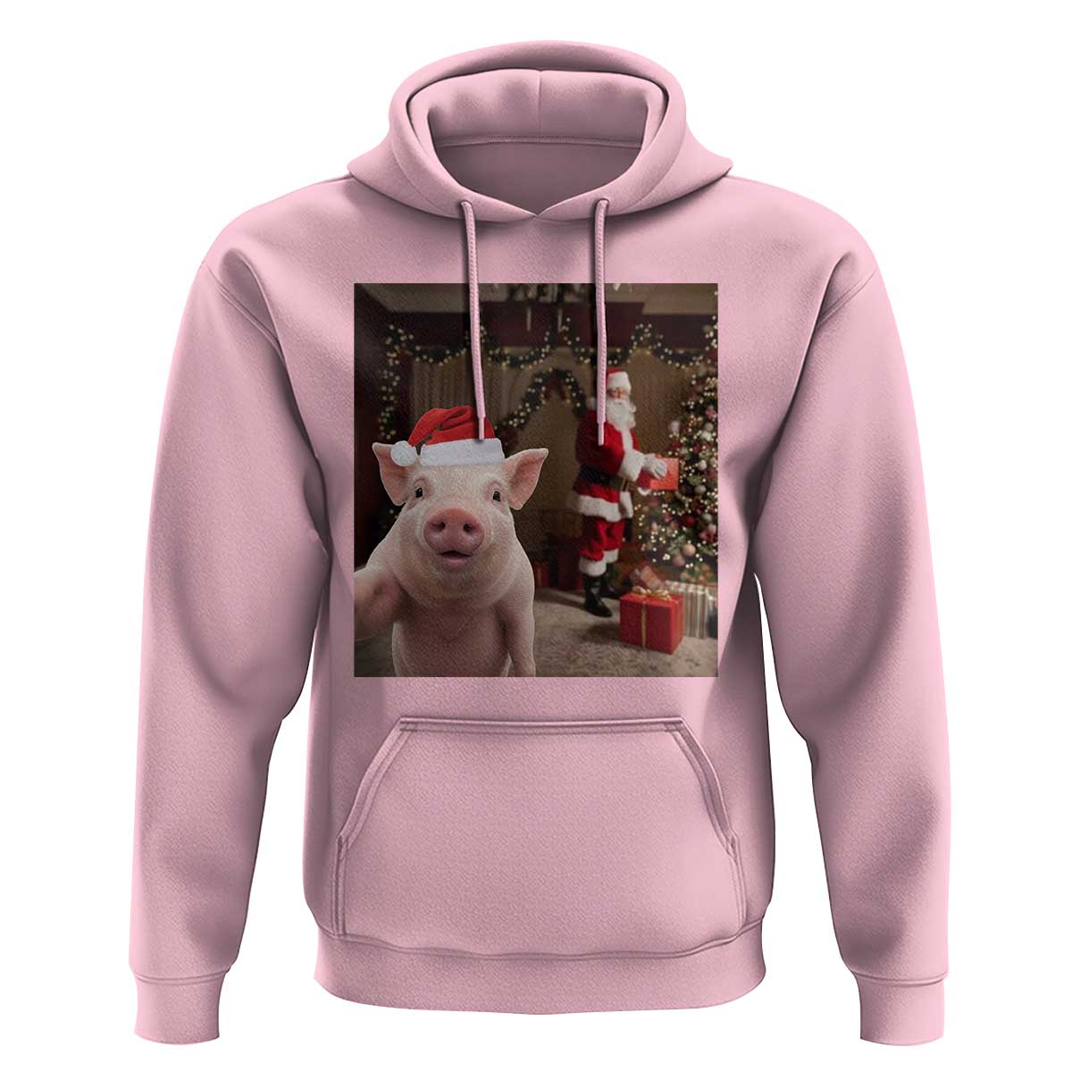 Funny Christmas Pig Selfie With Santa Gift Hoodie - Wonder Print Shop