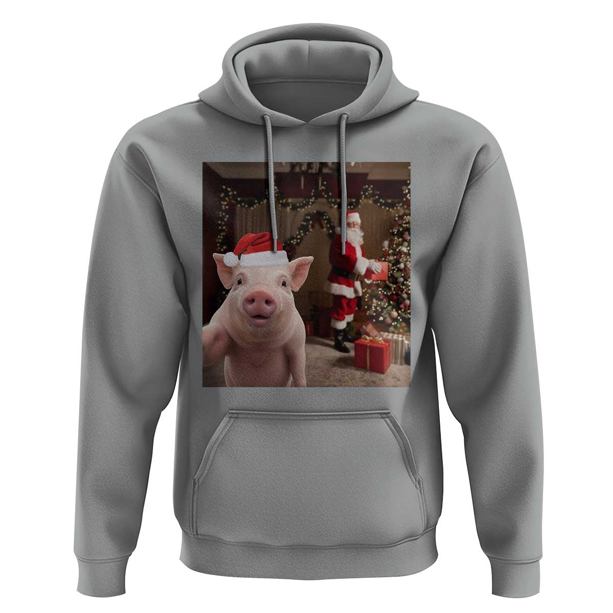 Funny Christmas Pig Selfie With Santa Gift Hoodie - Wonder Print Shop