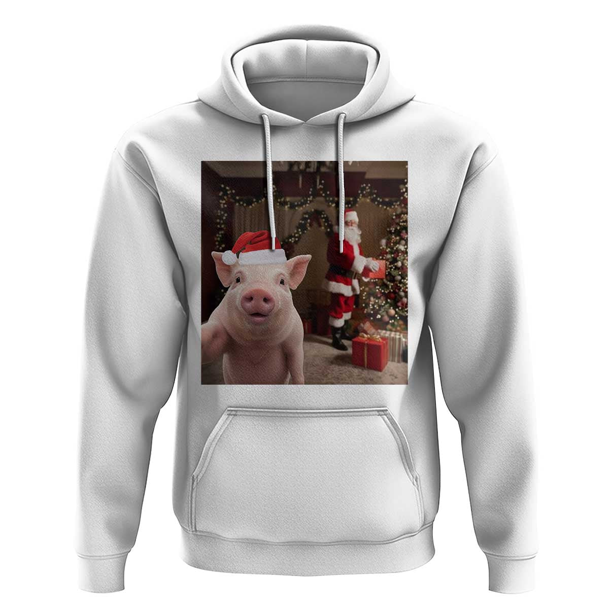 Funny Christmas Pig Selfie With Santa Gift Hoodie - Wonder Print Shop