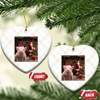 Funny Christmas Pig Selfie With Santa Gift Ceramic Ornament - Wonder Print Shop