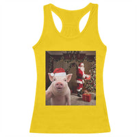 Funny Christmas Pig Selfie With Santa Gift Racerback Tank Top - Wonder Print Shop