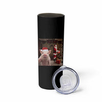 Funny Christmas Pig Selfie With Santa Gift Skinny Tumbler - Wonder Print Shop