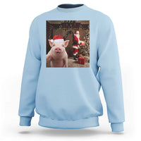 Funny Christmas Pig Selfie With Santa Gift Sweatshirt - Wonder Print Shop