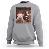 Funny Christmas Pig Selfie With Santa Gift Sweatshirt - Wonder Print Shop