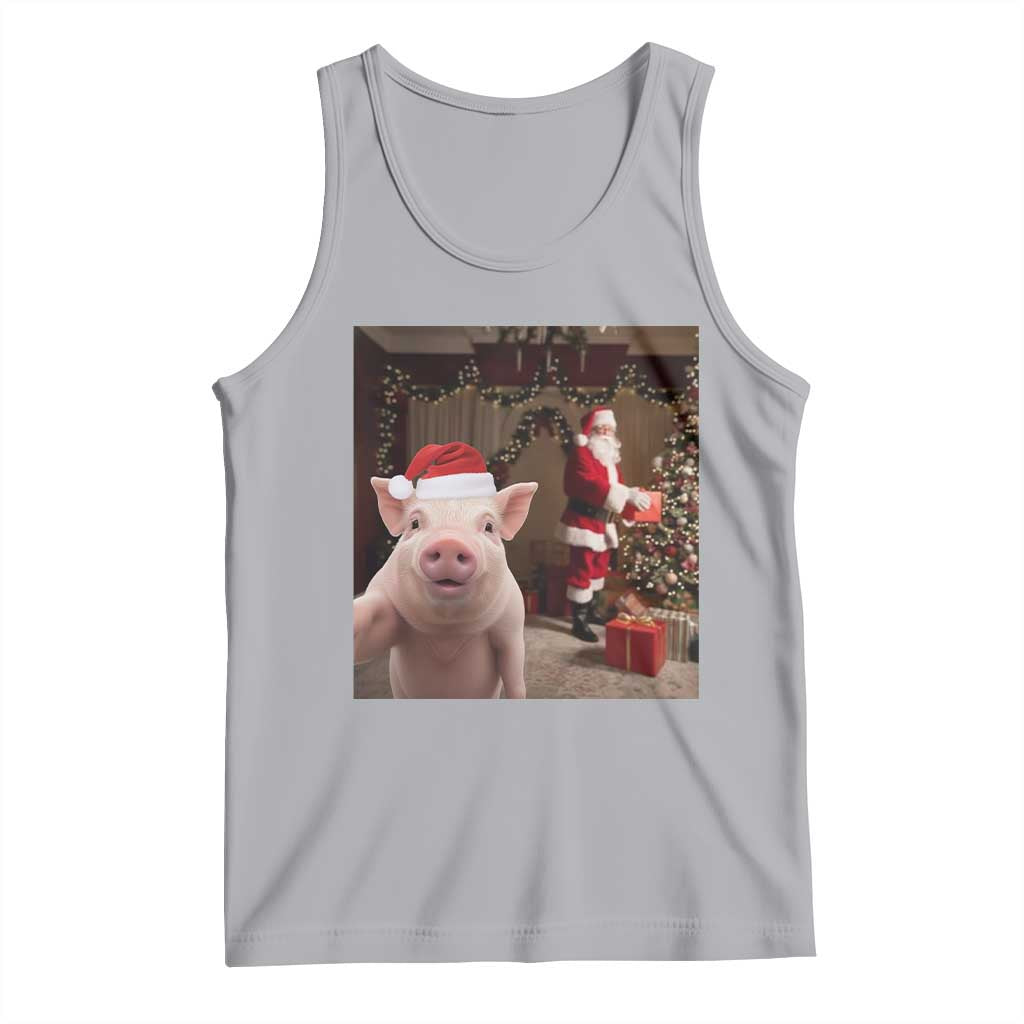 Funny Christmas Pig Selfie With Santa Gift Tank Top - Wonder Print Shop