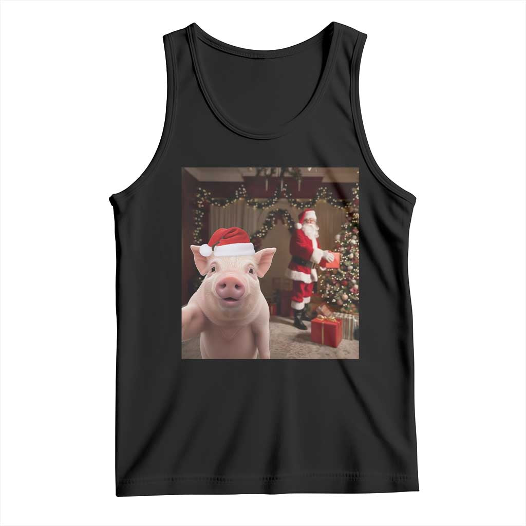 Funny Christmas Pig Selfie With Santa Gift Tank Top - Wonder Print Shop