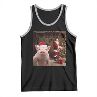 Funny Christmas Pig Selfie With Santa Gift Tank Top - Wonder Print Shop