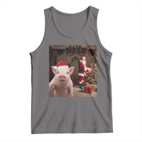 Funny Christmas Pig Selfie With Santa Gift Tank Top - Wonder Print Shop