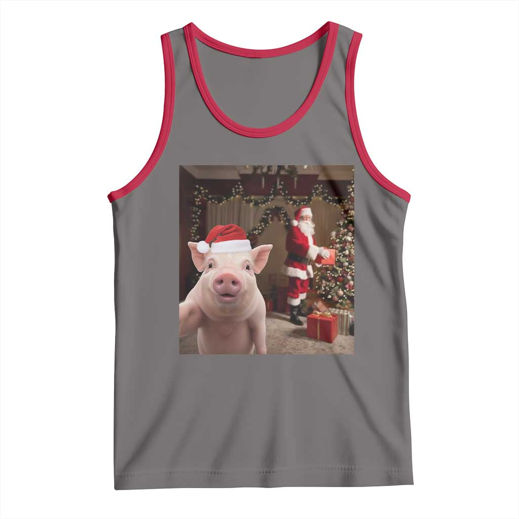 Funny Christmas Pig Selfie With Santa Gift Tank Top - Wonder Print Shop