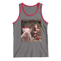 Funny Christmas Pig Selfie With Santa Gift Tank Top - Wonder Print Shop