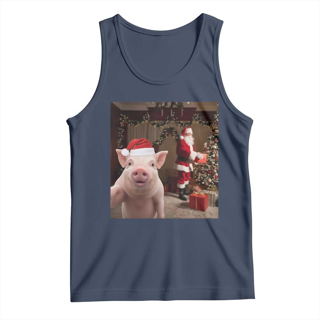 Funny Christmas Pig Selfie With Santa Gift Tank Top - Wonder Print Shop