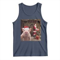 Funny Christmas Pig Selfie With Santa Gift Tank Top - Wonder Print Shop