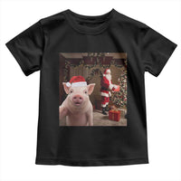 Funny Christmas Pig Selfie With Santa Gift Toddler T Shirt - Wonder Print Shop