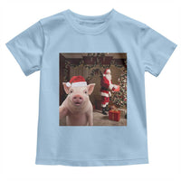 Funny Christmas Pig Selfie With Santa Gift Toddler T Shirt - Wonder Print Shop