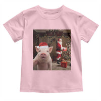 Funny Christmas Pig Selfie With Santa Gift Toddler T Shirt - Wonder Print Shop