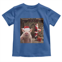 Funny Christmas Pig Selfie With Santa Gift Toddler T Shirt - Wonder Print Shop